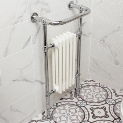 Hampton White & Chrome Heated Towel Rail - 938x500mm