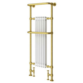 Hampton White & Gold Heated Towel Rail - 1500x583mm