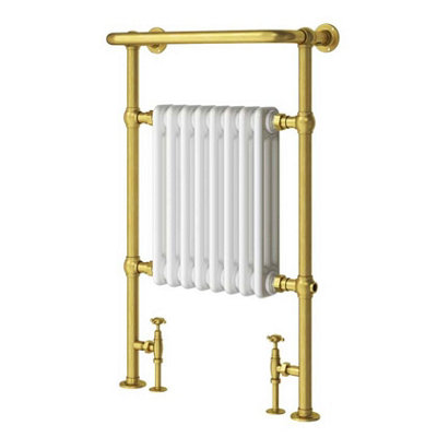 Hampton White & Gold Heated Towel Rail - 940x600mm