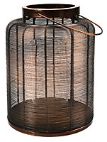 Hampton Woven Lantern - Mild Steel/Glass - L24 x W24 x H40 cm - Copper