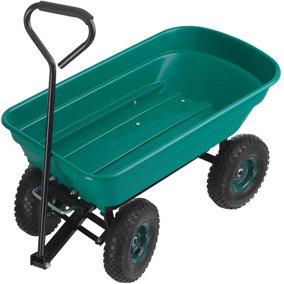 Hand cart with pneumatic tyres (120kg load capacity) - green