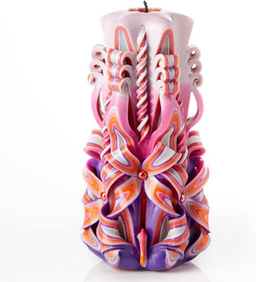 Hand-carved Artisanal Candles 22cm Tall - Unique Pink Style Eco-Friendly, Smokeless - Italian Inspired Design 20+ Hour Burn Time