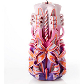 Hand-carved Artisanal Candles 22cm Tall - Unique Pink Style Eco-Friendly, Smokeless - Italian Inspired Design 20+ Hour Burn Time