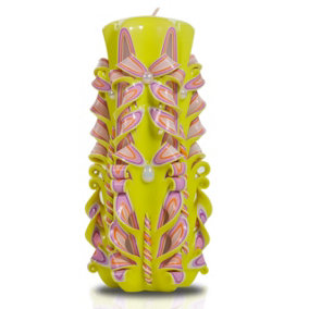 Hand-carved Artisanal Candles 22cm Tall - Unique Yellow Style Eco-Friendly, Smokeless - Italian Inspired Design 20+ Hour Burn Time
