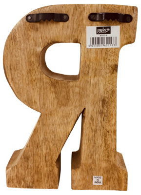 Hand Carved Wooden Embossed Letter R