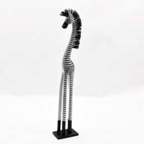Hand Carved Zebra Statue - Wood - L20 x W20 x H150 cm