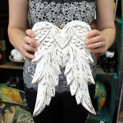 Hand-Carvedwashed Angel Wings Décor