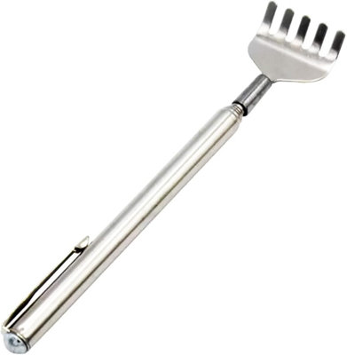 Hand Claw Pen Style Silver Metal Back Scratcher Extending Massager Head ...