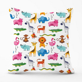 Hand Drawn Cartoon Animals Outdoor Cushion 45cm x 45cm