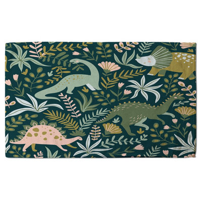 Hand drawn dinosaurs and tropical leaves and flowers. (Bath Towel) / Default Title Price Comparisons | Compare The Build