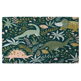 Hand drawn dinosaurs and tropical leaves and flowers. (Bath Towel) / Default Title
