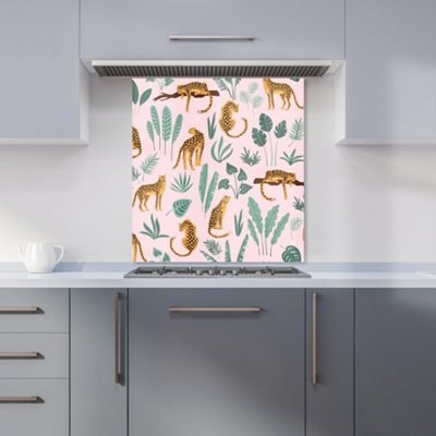 Hand Drawn Leopards Premium Glass Kitchen Splashback W900mm x H750mm