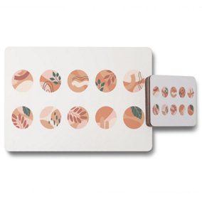hand drawn organic shapes, plant and textures in autumn style (Placemat & Coaster Set) / Default Title