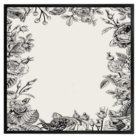 Hand drawn roses (Picutre Frame) / 12x12" / Black