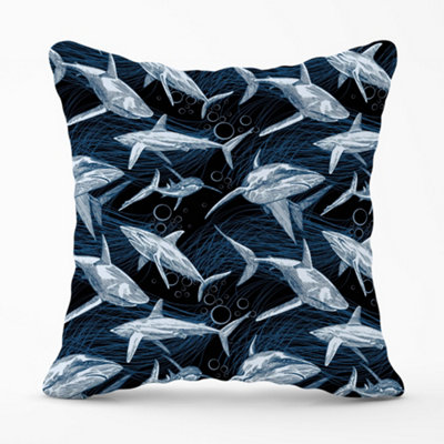 Hand Drawn Shark Pattern Cushions 45cm x 45cm