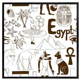 Hand drawn sketch egypt (Picutre Frame) / 12x12" / White