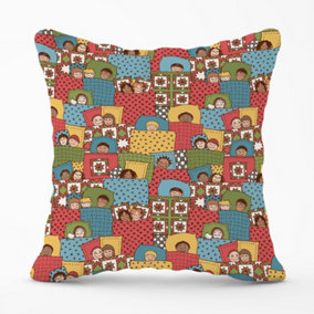 Hand Drawn Sleeping Doodle Faces Cushions 45cm x 45cm