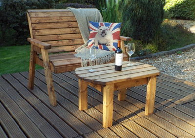 Chunky wooden garden discount table