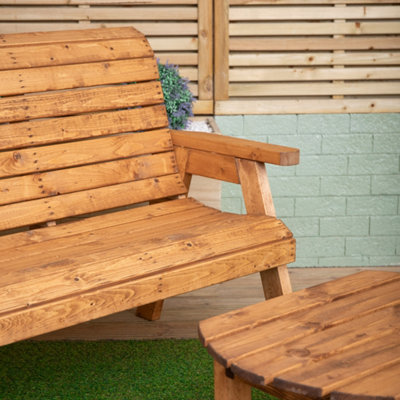 Hand Made 2 Seater Chunky Rustic Wooden Garden Furniture Bench With ...