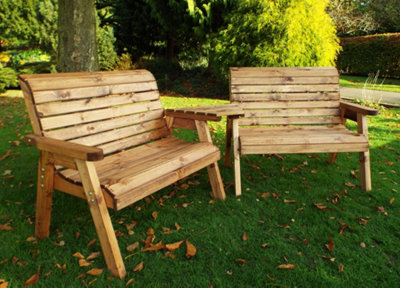 Hand Made 4 Seater Chunky Rustic Wooden Furniture Set with 2 Benches ...