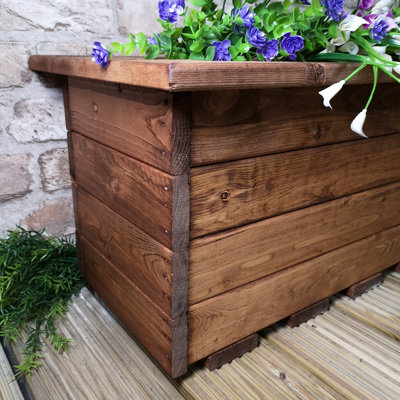 Hand Made 56cm x 34cm Rustic Wooden Small Garden Trough or Flower Bed ...