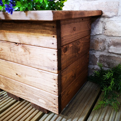 Hand Made 56cm x 34cm Rustic Wooden Small Garden Trough or Flower Bed ...