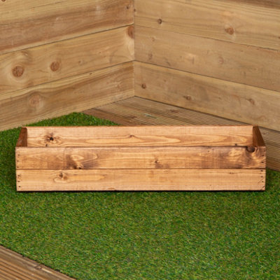 Hand Made 76cm x 23cm x 14cm Rustic Wooden Garden Window Trough Flower ...