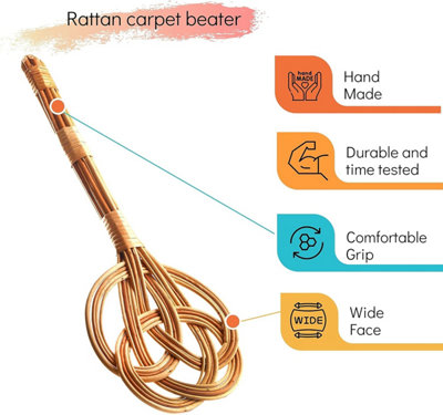 Hand-made Carpet Beater - Rug Beater Crafted for Durability - Essential for Pet Owners - Built to Endure - 3
