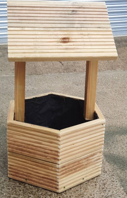 Hand Made Decking Garden Wishing Well Planter, Trough