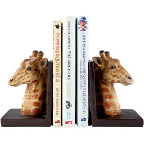 Hand-Painted Giraffe Bookends - Home Decoration Ornament For Shelves - H14cm x W9.5cm x D9cm