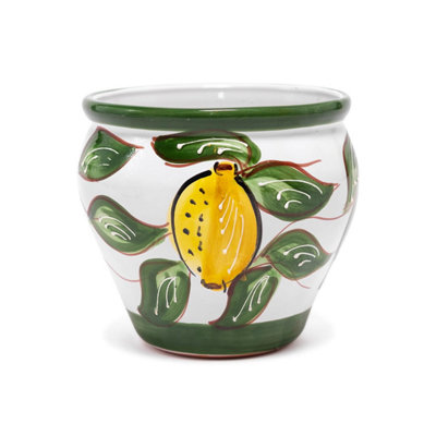 Hand Painted Lemons Outdoor Garden Bola Flower Plant Pot