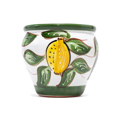 Hand Painted Lemons Outdoor Garden Bola Flower Plant Pot