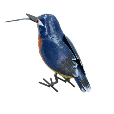 Coppia Di Ornamenti Per Uccellini In Metallo Finito A Mano Kingfisher - Foto 9