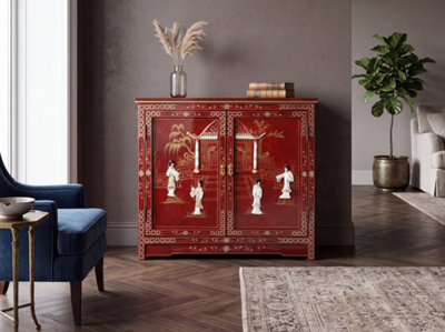 Hand Painted Mother Of Pearl Cabinet Sideboard, Oriental & Chinese ...