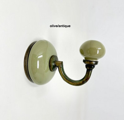 Hand Painted Olive Ceramic Hook