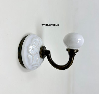 Hand Painted White Ceramic Hook