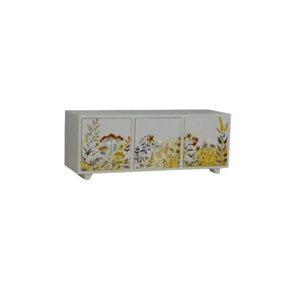 Hand Printed Jewellery Storage Boxwith 3 Drawers  Women Jewelry Organizer with 3 Drawers Compartments Soft Lining Floral Yellow