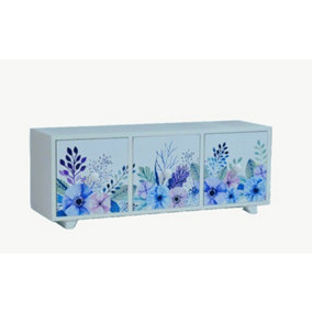 Hand Printed Women Jewellery Box  - Floral Blue