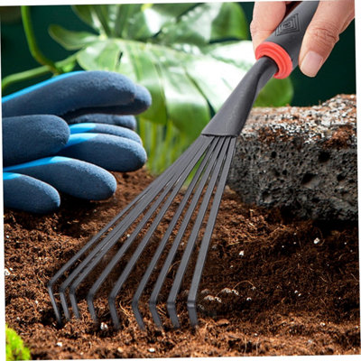 Hand Rake 9 Teeth Stainless Steel Small Garden Rake with Plastic Handle ...