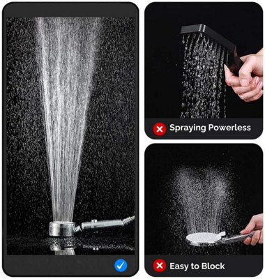 Hand shower (blue), anti-limescale shower head with water, three-stage ...