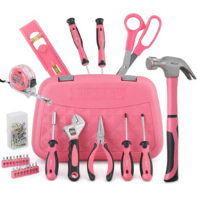 Hand Tools Kit Set 67 Pc - Apollo Basic Complete Pink Ladies Clutch Bag