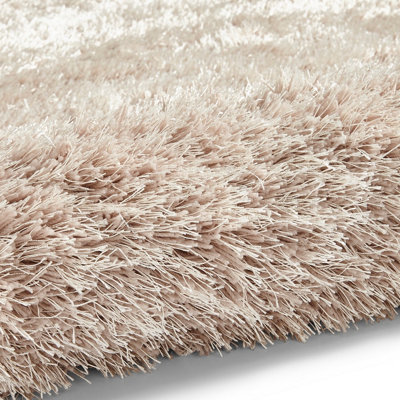 Hand tufted Solid Beige Plain Shaggy Rug-120cm X 170cm
