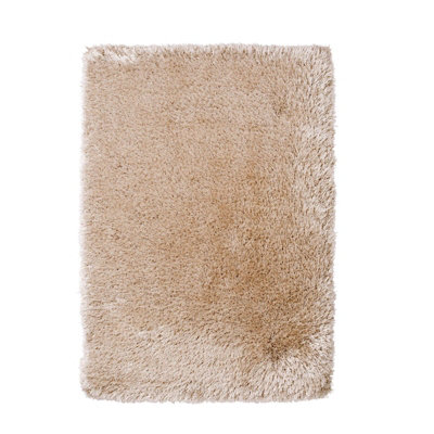 Hand tufted Solid Beige Plain Shaggy Rug-200cm X 290cm
