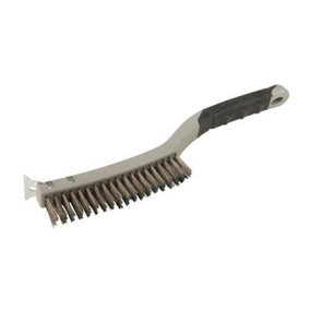 Hand Wire Brush Stainless Steel with Scraper 3 Row Rust Paint Remover