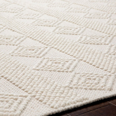 Hand-Woven Cottage Wool White TARINI Area Rug 152 x 229 cm - Easy Care ...