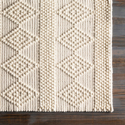 Hand-Woven Cottage Wool White TARINI Area Rug 152 x 229 cm - Easy Care ...