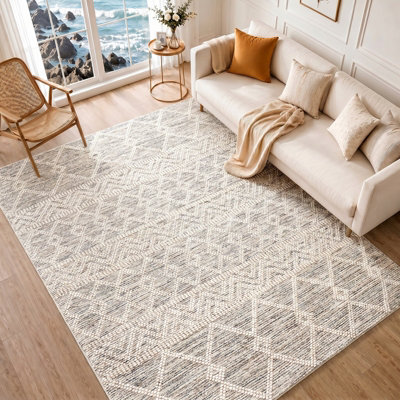 Hand-Woven Global Wool Charcoal Ishani Area Rug 244 x 305 cm - Easy ...