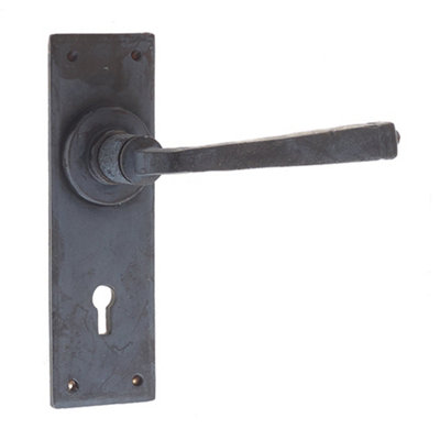 Handcrafted Beeswax Door Handle on Lockplate for Rustic Charm - Interior Lever on Backplate