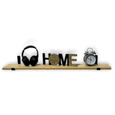 Handcrafted Oak Floating Wooden Wall-Mounted Rustic Shelves, Kitchen Shelf Living Room Bedroom Decor(Set of 2, 80 cm Long)