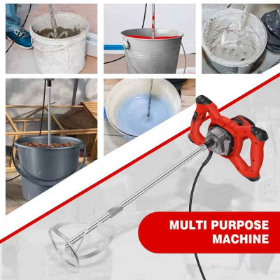 Handheld Concrete Mixer Electric Stirrer, Mixing Rod Tool, Red Paddle Mixer
